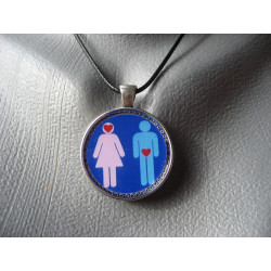 Pendant, Male Female, set in resin