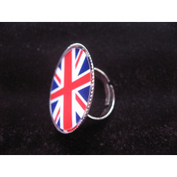 BAGUE vintage, Union Jack, sertie en résine