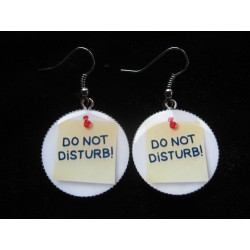 Small earrings, Do not disturb, set in resin