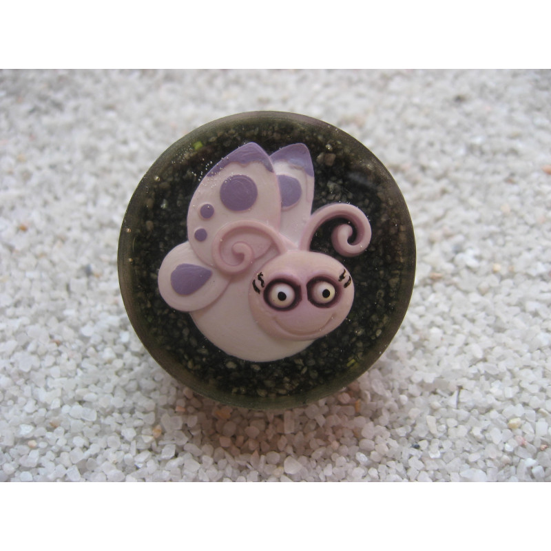 Fancy RING, Cartoon Butterfly, on black resin