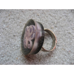 Fancy RING, Cartoon Butterfly, on black resin