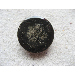 Fancy RING, silver microbeads, on black resin