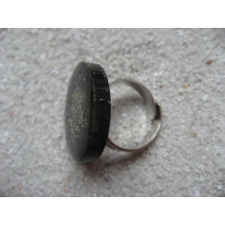 Fancy RING, silver microbeads, on black resin