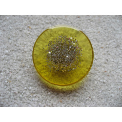 Large ring, silver microbeads, on yellow resin