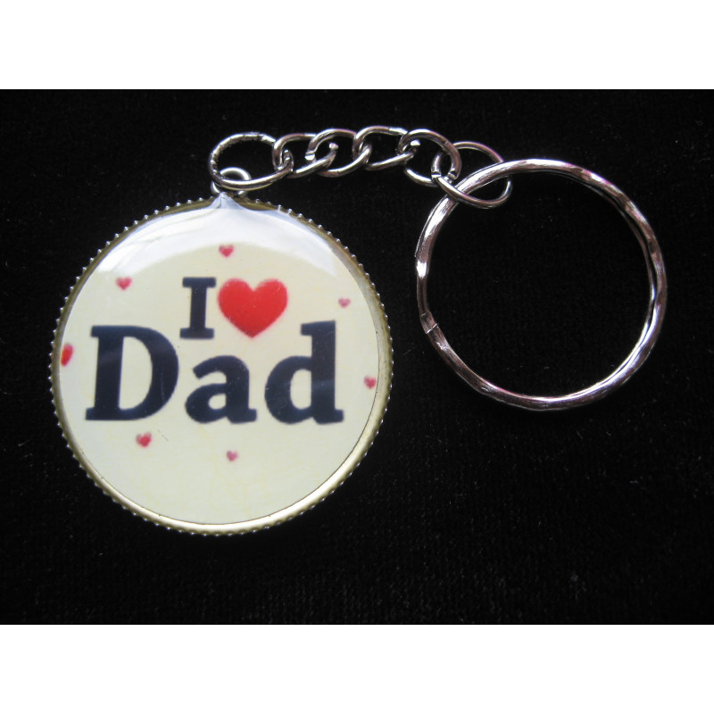 Porte-Clefs fantaisie, Love you Dad, serti en résine