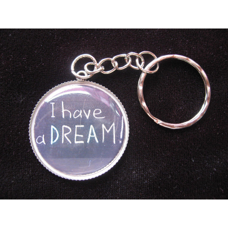 Vintage keyring, I have a dream, set in resin