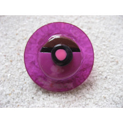 Large ring, graphic fimo cabochon, on purple resin background