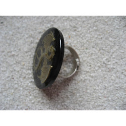 Large Steampunk ring, Bronze Dragon, on black resin