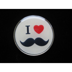 BAGUE fantaisie, I love moustache, sertie en résine