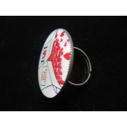 Bague fantaisie, Love Attention Fragile, sertie en résine