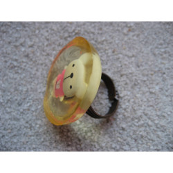 Large Kawaii ring, pink Teddy, in resin