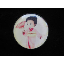 Kawaii RING, Pink Geisha, set in resin