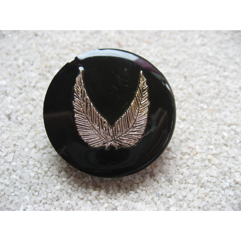 Large Steampunk Ring, Silver Wings of Desire, on Black Resin Background