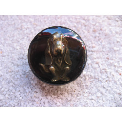 Fancy ring, Bronze Dog, on black resin
