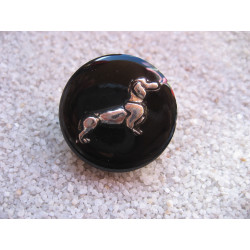 Fancy ring, silver Dachshund Dog, on black resin
