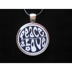 Peace and Love vintage pendant, set in resin