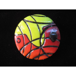 Pop ring, red / green, in Fimo