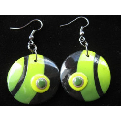 Green/black pop earrings